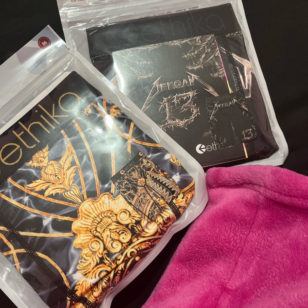 Ethika Boxer Briefs - Black with Gold Design